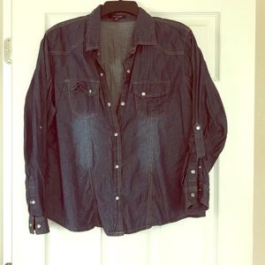 Denim Long Sleeve Button Down Shirt